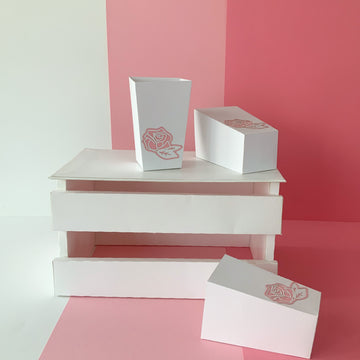 Pinfliers Happy Anniversary/Bridal Shower Decoration Items,Rose Flower Paper Popcorn Box/Tub for Party, 10 pcs, I Love You/Theme Birthday Decoration for Wife/Husband/Women/Adults,Pastel Pink